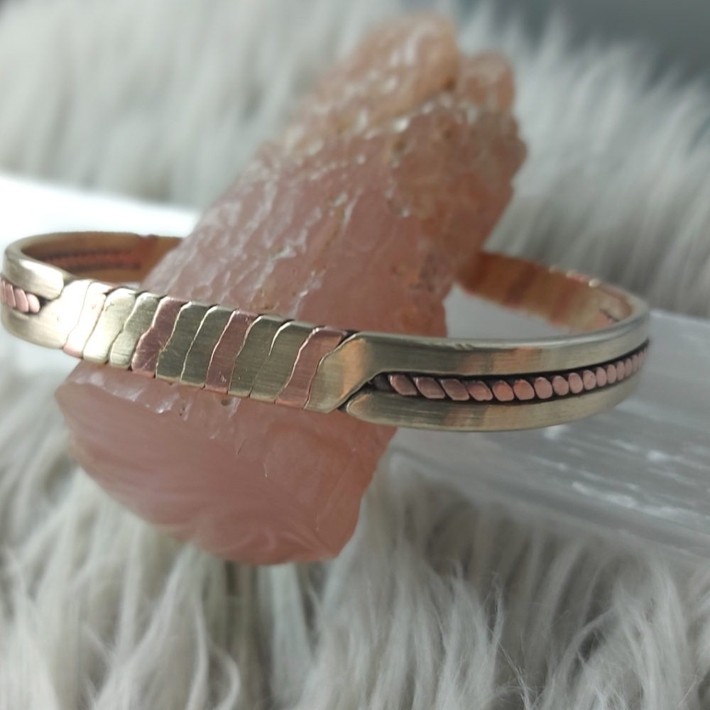 Brass & Copper Open Cuff Bracelet